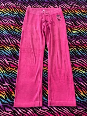 Y2k vintage Juicy Couture Bright Hot Pink Velour Track Pants